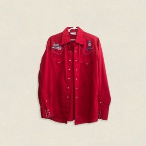 Vintage Red embroidered western shirt